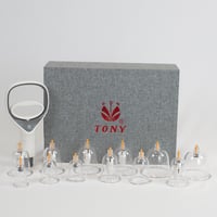 TONY (Links kahl) 12-teiliges Vakuum-Schröpfset für die Schröpftherapie