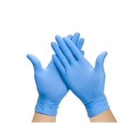 Puderfreie, beidhändig tragbare Nitrilhandschuhe mit doppeltem Verwendungszweck in Blau: mit EN455-4- und EN374-5-Zertifizierung (Schachtel mit 100 Stück)