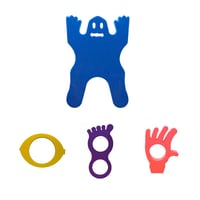 Packung mit 4 Mini-Wandteppichen: Fuß, Hand, Zitrone und Geist