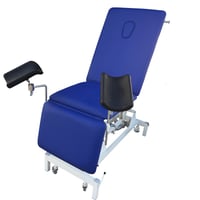 Set aus zwei Gynäkologie-Beinstützen von Goepel: Aus Edelstahl, mit Kugelgelenk, fester Kupplung an einer Buchsentrage und Griff