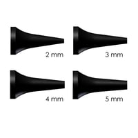 Riester wiederverwendbares Ohrspekulum für HNO, Augenheilkunde und Dermatologie, 2, 3, 4 und 5 mm, schwarz, im PE-Beutel mit 10 Stück für ri-scope L3