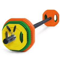 Komplettes Krafttrainingsset 17,5 kg: Hantelstange + Gewichtsscheiben + Klemmen