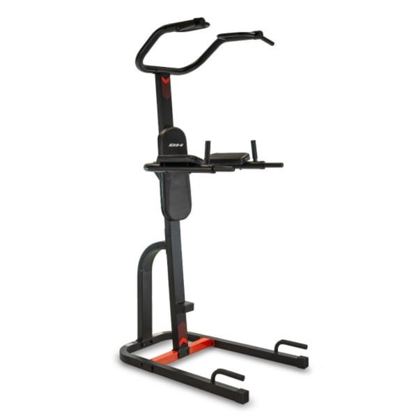 Heimtrainer für Klimmzüge und Dips: BH Fitness Power Tower G340 mit rutschfesten Griffen und ergonomischer Unterstützung