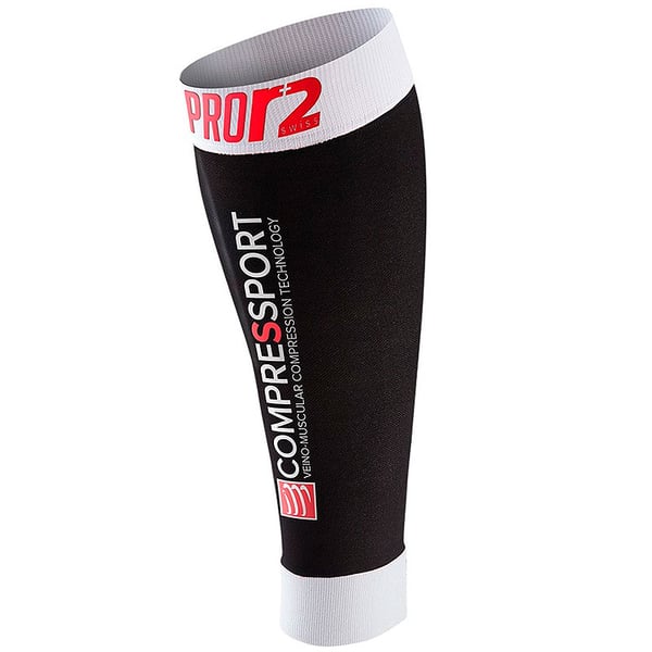 LETZTE GRÖSSEN - Compressport Pernera Pro Racing Kalb R2 Swiss - Farbe Schwarz (Größe 1: 30-34 cm)