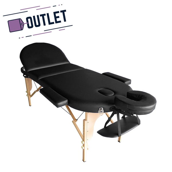 Kinefis Wood Pro klappbare Holztrage: drei Körper, verstellbarer ovaler Kopf, 195 x 70 cm (Schwarz) – OUTLET