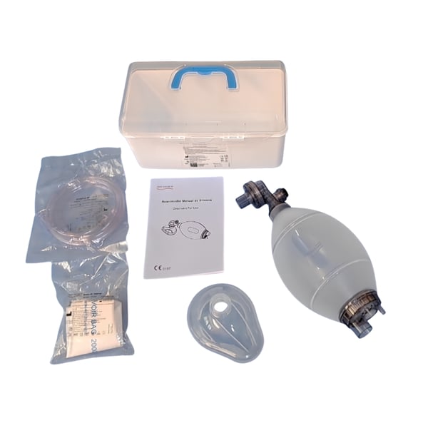 Latexfreier, handgeführter Beatmungsbeutel aus Silikon zur manuellen Beatmung und Wiederbelebung. Erhältlich in Ausführungen für Erwachsene und Kinder.