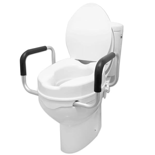 Toilettensitzerhöhung mit Armlehnen (10 cm), Toilettensitzerhöhung für Erwachsene mit Deckel PEPE