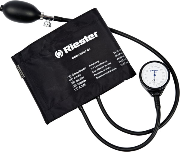 Riester Exact Aneroid-Blutdruckmessgerät: Mit separatem Messkolben und Manometer.