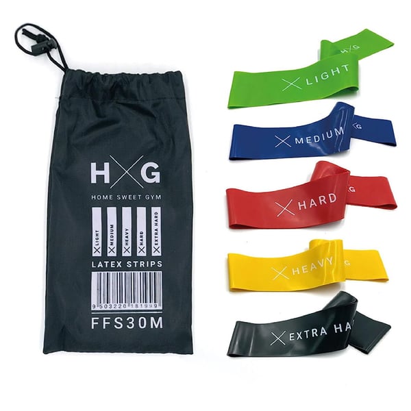 Set mit 5 elastischen Latexbändern mit 5 Widerstandsstufen