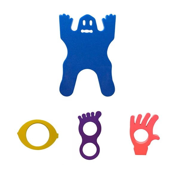 Packung mit 4 Mini-Wandteppichen: Fuß, Hand, Zitrone und Geist