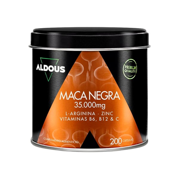 Schwarzes Maca mit L-Arginin, Zink und Vitaminen Aldous (200 Kapseln)