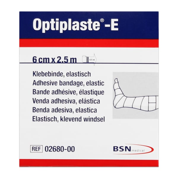 Optiplaste-E (ehemals Elastoplast-E) 6 cm x 2,5 Meter: Elastische Klebebinde aus Baumwolle und Viskose