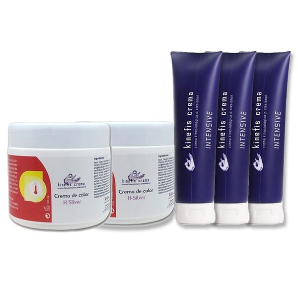 Kinefis Intensity Massage Pack: 3 Kinefis Intensiv Analgetische Cremes 300 ccm + 2 Kinefis K-Silver Wärmecremes 500 ml