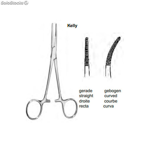 Gebogene blutstillende Kelly-Zange, ohne Zähne, 14,5 cm. (BIS DER VORRAT ENDET)