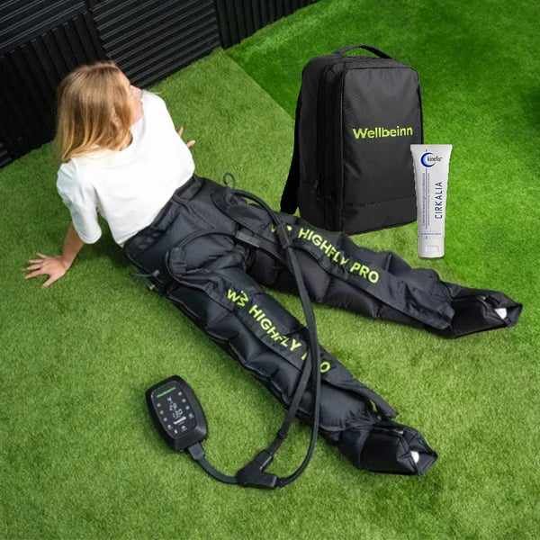 HighFly Pro Hochleistungs-Pressotherapie-Stiefel + Rucksack + 1 GRATIS Kinefis Cirkalia Professional 200ml Creme