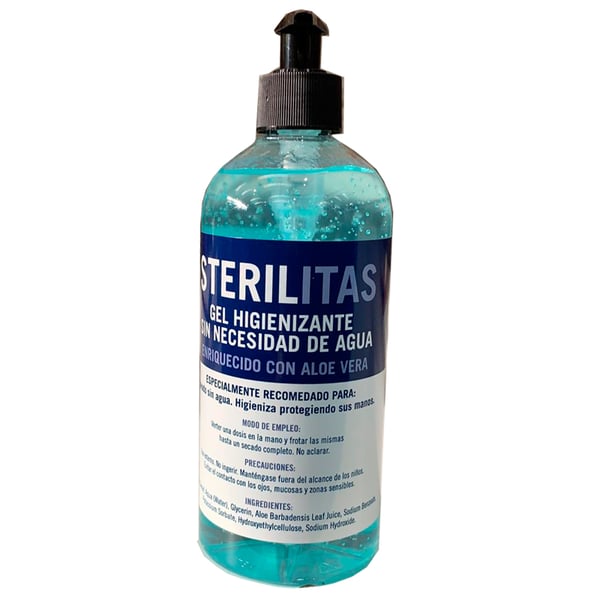 Sterilitas Desinfektionsgel, mit Spender und angereichert mit Aloe Vera (500ml)