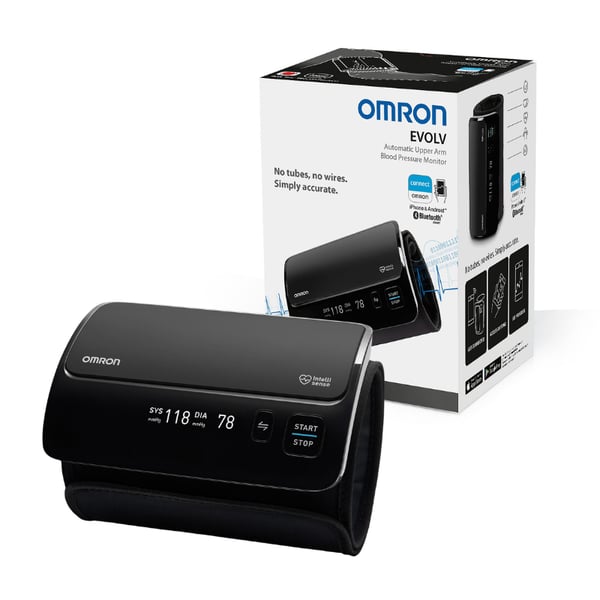 OMRON EVOLV Digitales Oberarm-Blutdruckmessgerät – Kabelloses „All-in-One“-Gerät mit Bluetooth
