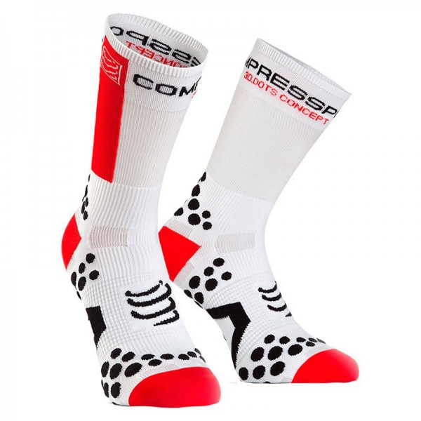 Compressport Pro Racing Socks V2.1 - ultratechnische Fahrradsocken, weiß-rot