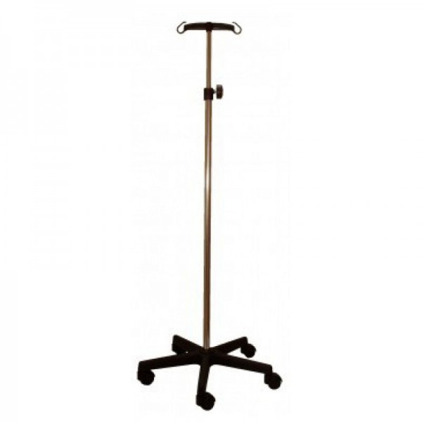 Kinefis-Serumhalter aus verchromtem Stahl mit Sockel und zwei PVC-Aufhängern Kinefis-Serumhalter aus verchromtem Stahl mit Sockel und zwei PVC-Aufhängern