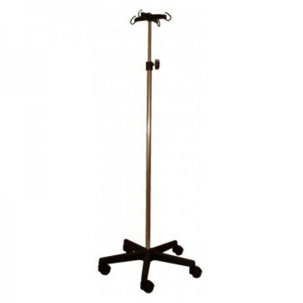 Kinefis-Serumhalter aus verchromtem Stahl mit Sockel und vier PVC-Aufhängern Kinefis-Serumhalter aus verchromtem Stahl mit Sockel und vier PVC-Aufhängern