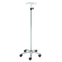 Kinefis-Serumhalter aus verchromtem Stahl mit Aluminiumbasis und vier Aufhängern aus verchromtem Stahl Kinefis-Serumhalter aus verchromtem Stahl mit Aluminiumbasis und vier Aufhängern aus verchromtem Stahl