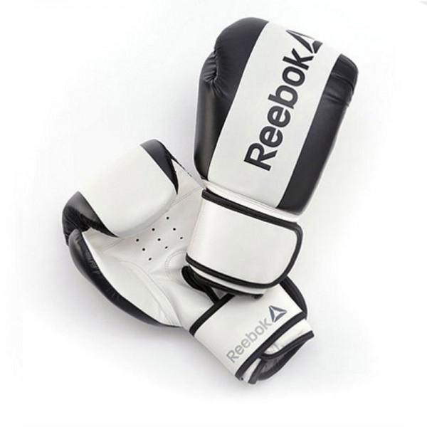 Reebok Boxing Lederhandschuhe: Farbe weiß / schwarz