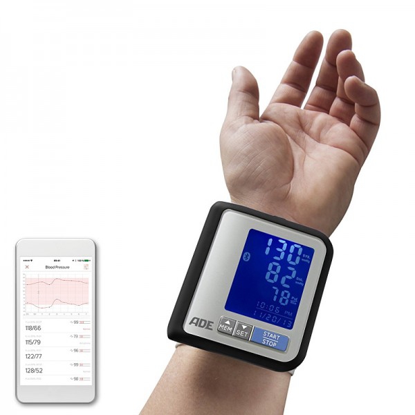 ADE Smart Handgelenk-Blutdruckmessgerät: Tensiometer mit Datenmanagement in der FITvigo-Anwendung