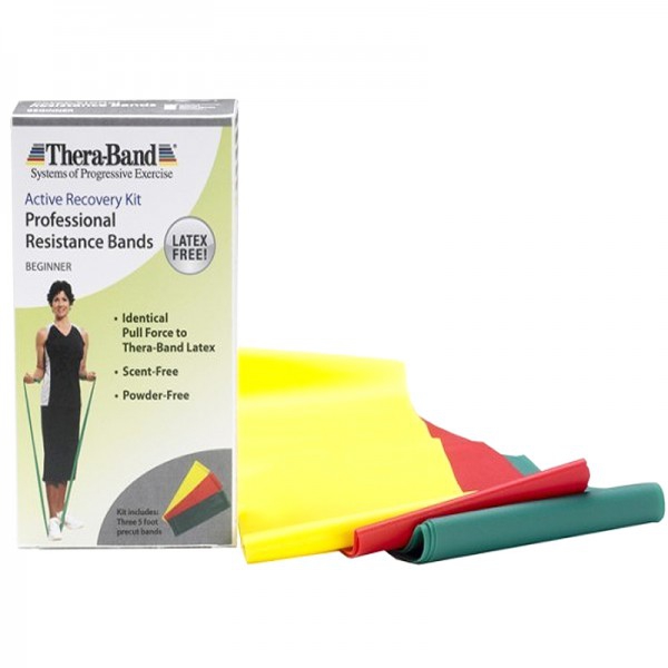 Packung mit drei Thera-Band Beginner Latex Free Elastic Tapes (latexfrei): Weicher, mittlerer und starker Widerstand Packung mit drei Thera-Band Beginner Latex Free Elastic Tapes (latexfrei): Weicher, mittlerer und starker Widerstand
