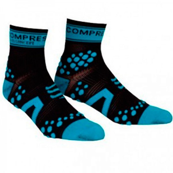 Finale Angebot Saison - ultratécnico Compressport Pro Racing Socken hohe Socken V2 Run High Cut - Farbe Schwarz-Blau - SIZE: T1 (34-36cm)