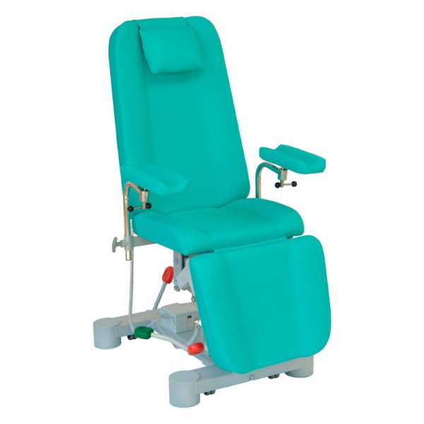 Stuhl für Blutentnahmen: Stahlkonstruktion, hydraulisch höhenverstellbarer und elektrisch neigbarer Sitz (verfügbare Farben)