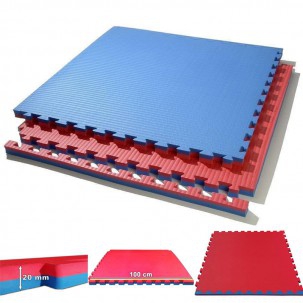 Wendbares Tatami-Puzzle Kinefis Farbe blau - rot (Dicke 20 mm)