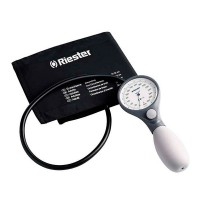 Riester Ri-San Aneroid-Blutdruckmessgerät in Schiefergrau mit Klettmanschette (Erwachsene)
