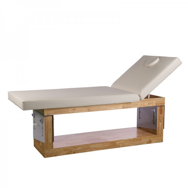 SPA Occi Wooden Bed Festbett: Mit zwei Teilen, natürlicher Holzstruktur und verstellbarer Neigung