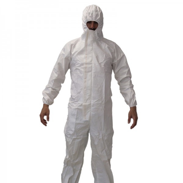 Einweg-Overall mit CE 2163-Zertifikat: Mit elastischen Bündchen, Kapuze und Knöcheln und Frontverschluss mit verdecktem Reißverschluss Einweg-Overall mit CE 2163-Zertifikat: Mit elastischen Bündchen, Kapuze und Knöcheln und Frontverschluss mit verdecktem Reißverschluss