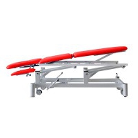 Hochwertige, multifunktionale dreiteilige hydraulische Trage von Kinefis: mit geschweißtem Stahlrahmen, Höhenverstellung mit zwei Pedalen, einziehbaren Rädern, verstellbaren Armlehnen und Gesichtsöffnung Hochwertige, multifunktionale dreiteilige hydraulische Trage von Kinefis: mit geschweißtem Stahlrahmen, Höhenverstellung mit zwei Pedalen, einziehbaren Rädern, verstellbaren Armlehnen und Gesichtsöffnung