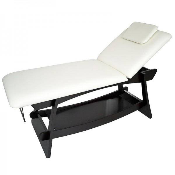 SPA- und ästhetischer Tisch Delto mit zwei Körpern: Feste Holzstruktur, Gesichtsloch, Toilettenpapierhalter und verstellbare Rückenlehne