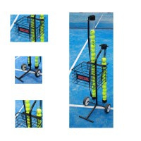 Tennis-/Paddelballträger: Beweglicher Korb und runde Trennwände für zwei Ballsammelrohre und Kapazität für 80 Bälle
