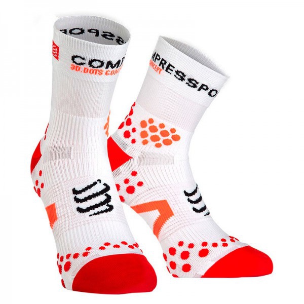 Compressport Pro Racing Socks V2.1 - ultratechnische mittellange Socken Run Low - weiß-rot