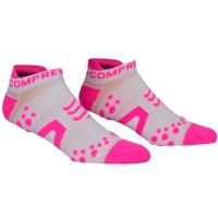 Final Season Angebot - Compressport Pro Racing Socken V2 Run Low Cut - Ultra Low Technical Socken - Weiß-Pink