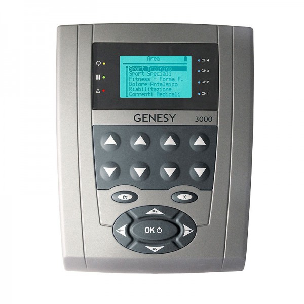 Genesy 3000 Elektrostimulator mit vier Kanälen und 423 Programmen: ideal zur Schmerzbehandlung, Gewebeheilung und Behandlung von neuromuskulären Dysfunktionen