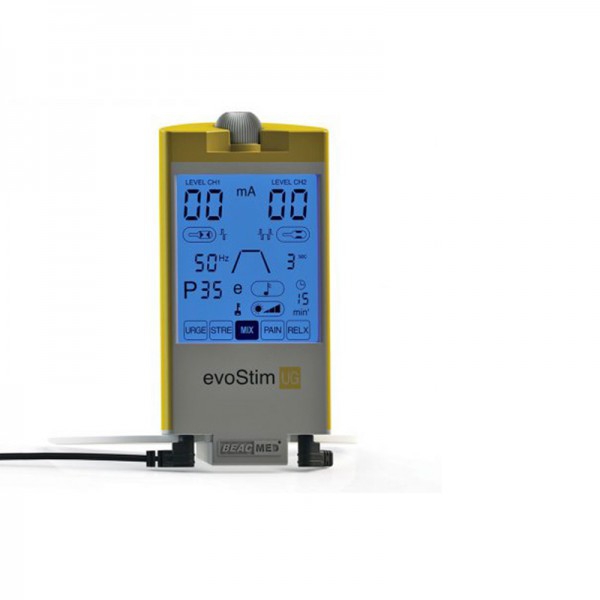 Therapieeinheit EvoStim UG: zwei perineale Elektrostimulationskanäle. Bestehend aus Batterien, Bedienungsanleitung, Anschlusskabeln und Vaginal- oder Analsonde. Perfekt für die Inkontinenz-Umschulung Therapieeinheit EvoStim UG: zwei perineale Elektrostimulationskanäle. Bestehend aus Batterien, Bedienungsanleitung, Anschlusskabeln und Vaginal- oder Analsonde. Perfekt für die Inkontinenz-Umschulung