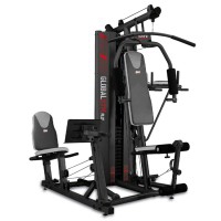 Global Gym Plus Bodybuilding-Gerät – kombiniert eine Beinpresse im Sitzen und einen Bauchbeuger mit Dip
