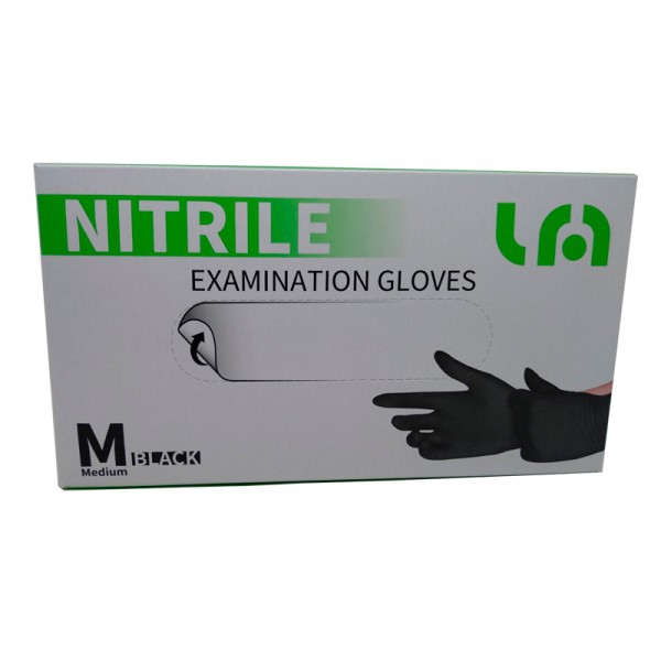 Schwarze Handschuhe aus Nitril Kinefis Kein Pulver (Box 100 Einheiten)