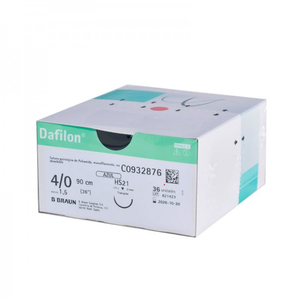 Dafilon Monofilament-Polyamid-Nahtfäden, nicht resorbierbar (Box mit 36 Einheiten – verschiedene Größen) Dafilon Monofilament-Polyamid-Nahtfäden, nicht resorbierbar (Box mit 36 Einheiten – verschiedene Größen)