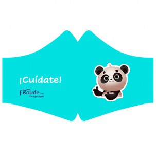Waschbare und wiederverwendbare Hygienemasken aus Stoff mit Filter: mit Pandabär-Siebdruck (Größe ? Kinder) (enthält nur einen Filter)