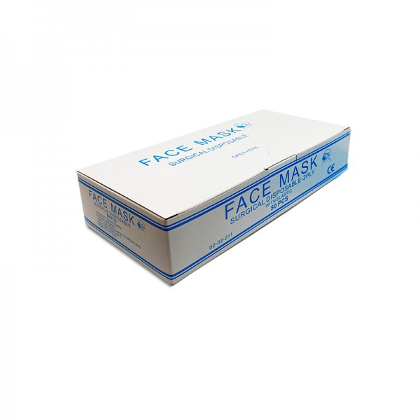 Doppelschichtmaske mit Gummibändern: Kein Geruch, atmungsaktiv, hypoallergen (Karton mit 50 Stück)