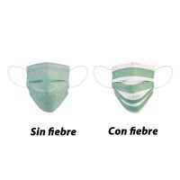 Wärmeempfindliche wiederverwendbare Hygienemasken: Sie ändern mit zunehmender Temperatur ihre Farbe (Packung mit 5 Einheiten)