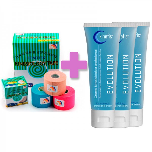 TEMTEX BANDAGE PACK ANGEBOT: 6 Rollen neuromuskuläre Bandage Temtex Kinesiology Tape 5cm X 5m + 3 Kinefis Evolution Cremes 200 cc TEMTEX BANDAGE PACK ANGEBOT: 6 Rollen neuromuskuläre Bandage Temtex Kinesiology Tape 5cm X 5m + 3 Kinefis Evolution Cremes 200 cc