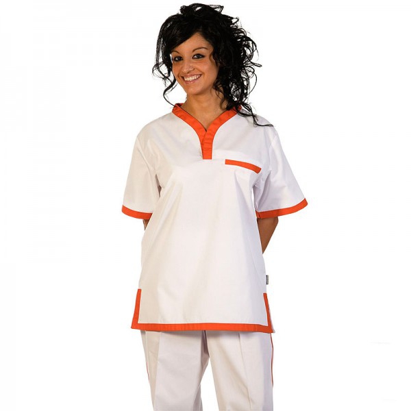 Unisex-Hose mit elastischem Band, weiß und orange