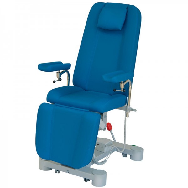 Stuhl für Blutentnahmen mit Trendelemburg: Stahlrahmen, elektrisch höhenverstellbar und elektrisch neigbarer Sitz (Farben erhältlich)